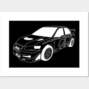 FF Lancer Evo VI White Outline Posters and Art